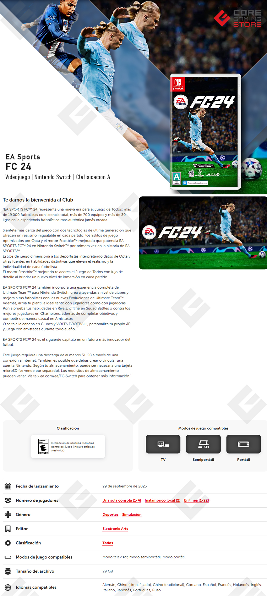 Videojuego FC 24 | Standard Edition | para Nintendo Switch - HAC-P-BBAFA
