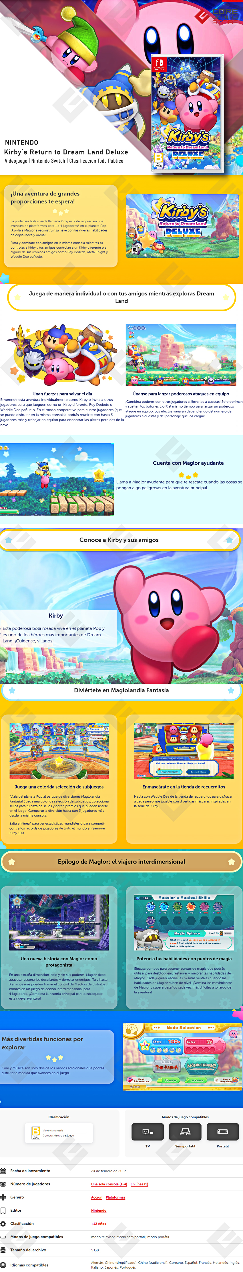 Videojuego Kirby’s Return to Dream Land Deluxe para Nintendo Switch - HACPA2JYA 