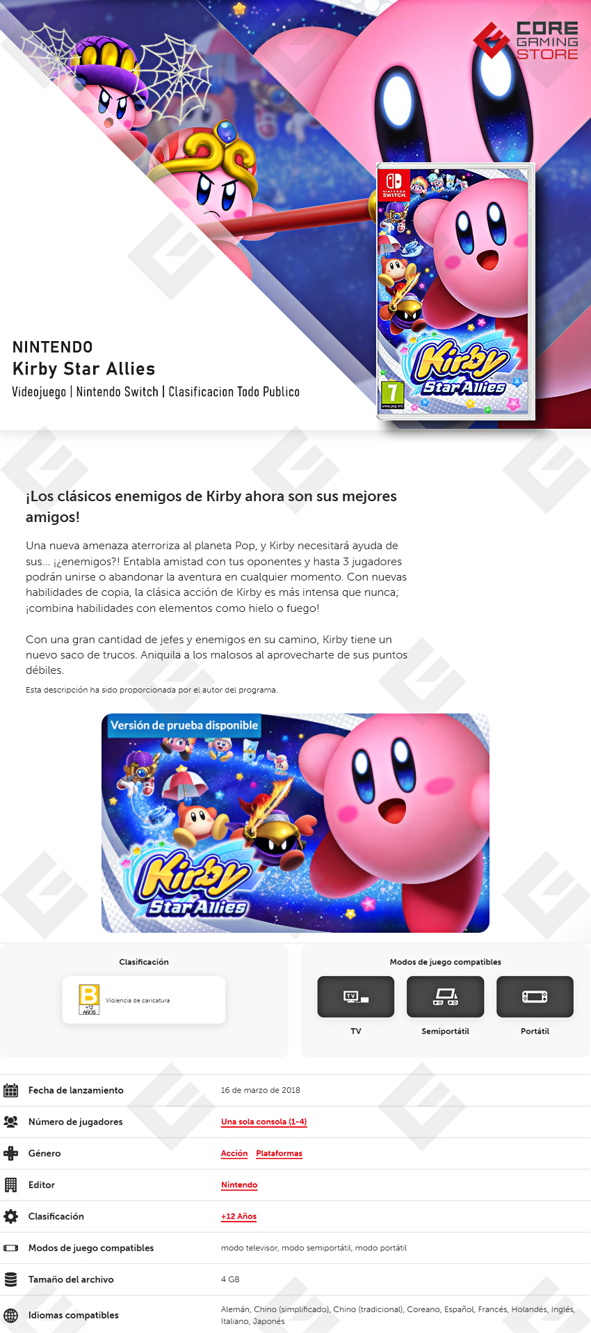 Videojuego Switch Kirby Star Allies para Nintendo Switch - Interruptor - B078YGGNXL 
