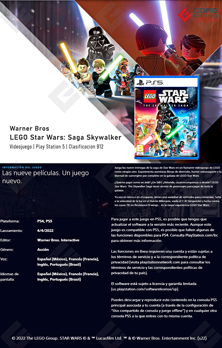 Videojuego LEGO Star Wars: La Saga Skywalker - Standard Edition  para PlayStation 5 - 883929729272