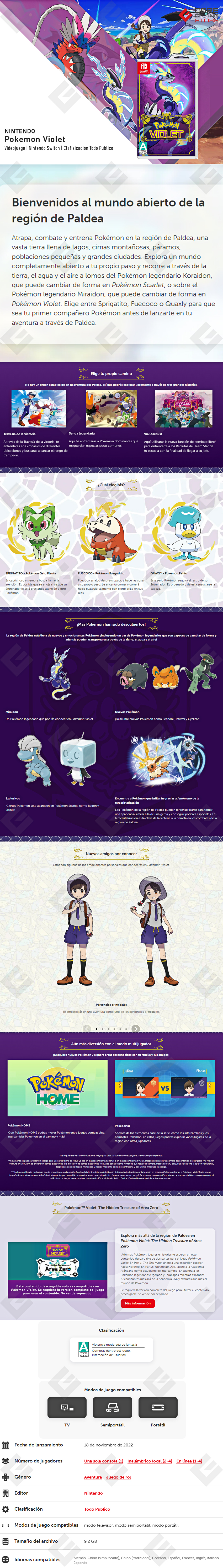 Videojuego Pokémon Violet - Standard Edition para Nintendo Switch - HACPALZYA