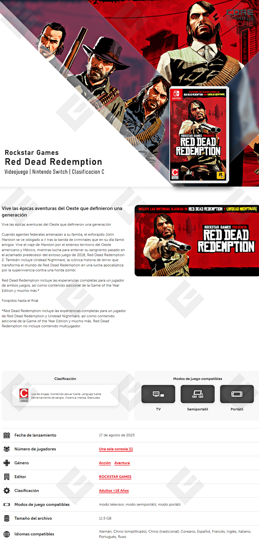 Red Dead Redemption, Juegos de Nintendo Switch, Juegos