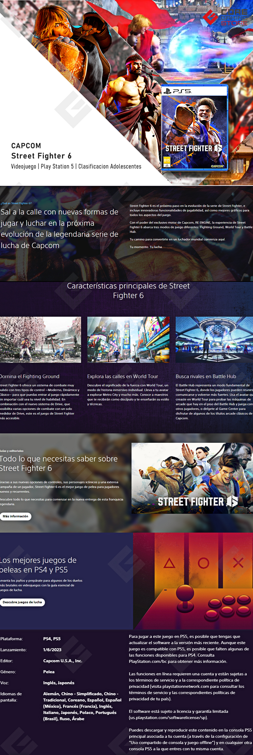 Videojuego Street Fighter 6 para PlayStation 5 - 013388934041