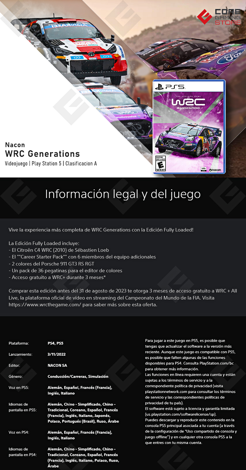 Videojuego WRC Generations | Standard Edition | para PlayStation 5 