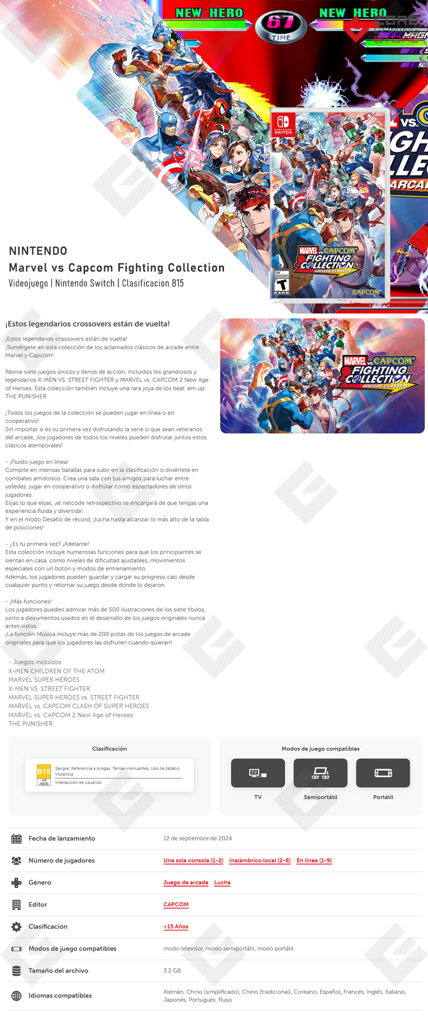 Videojuego Marvel Vs Capcom Fighting Collection: Arcade Classics, Standard Edition, para Nintendo Switch