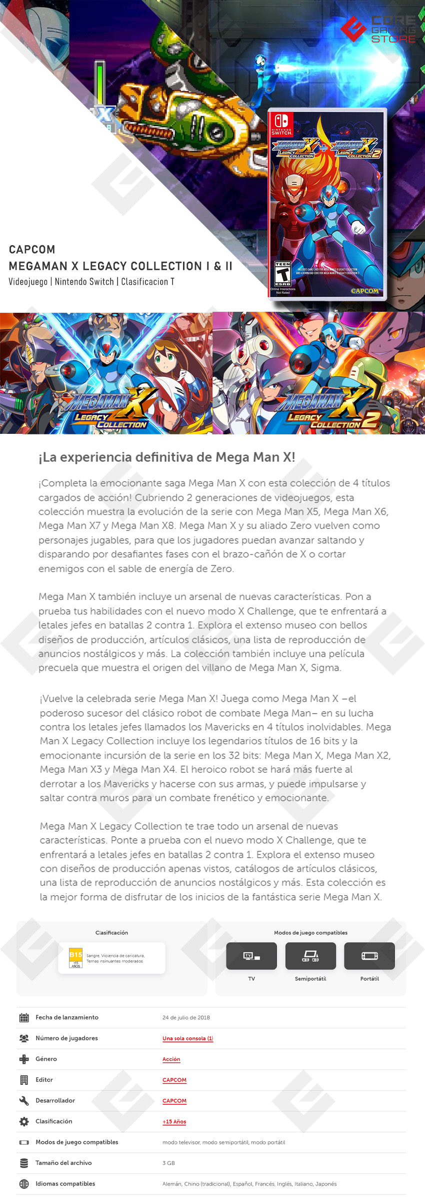 Videojuego Megaman X Legacy Collection I & II, Standard Edition, para Nintendo Switch