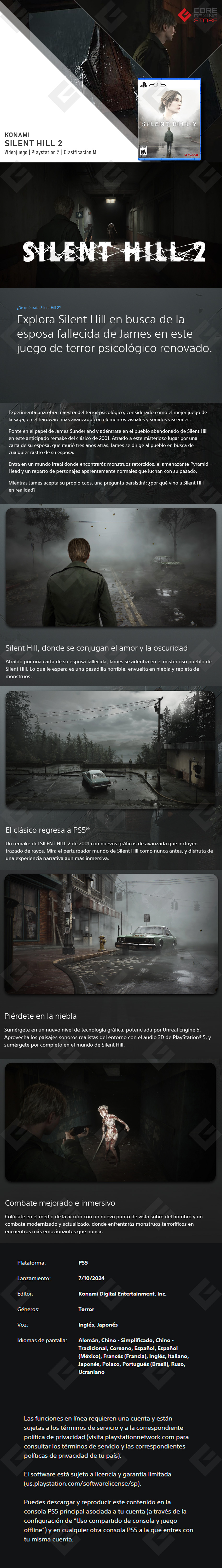 Videojuego Silent Hill 2 Remake, Standard Edition, para Playstation 5