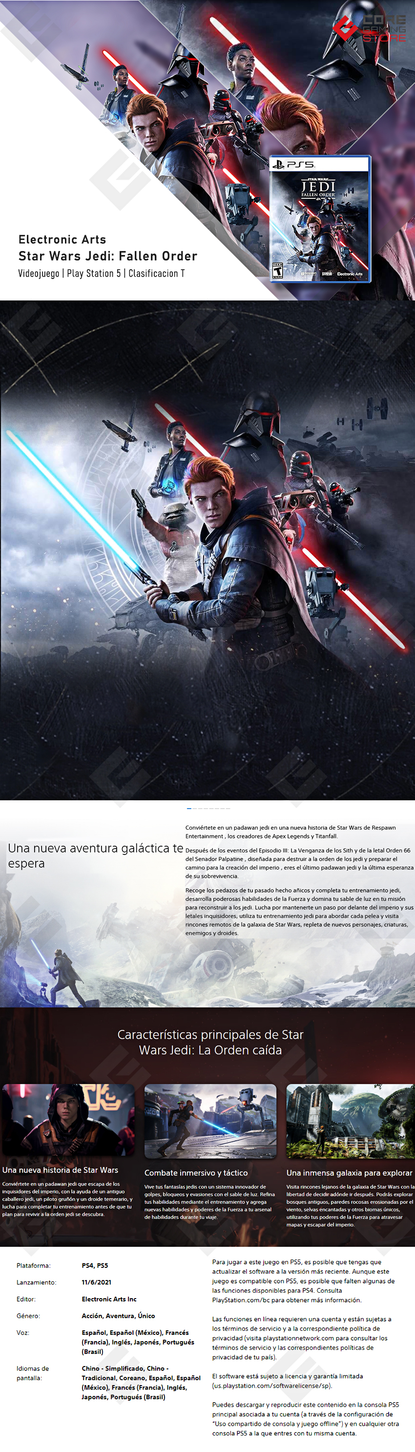 Videojuego Star Wars Jedi Fallen Order | Standard Edition | para PlayStation 5 