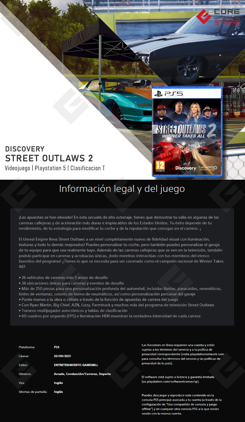 Videojuego Street Outlaws 2 Winner Takes All, Standard Edition, para Playstation 5