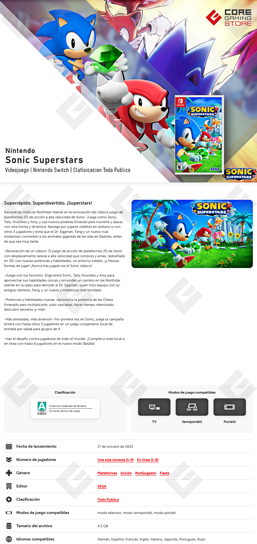 Videojuego Sonic Superstars | Standard Edition | para Nintendo Switch 